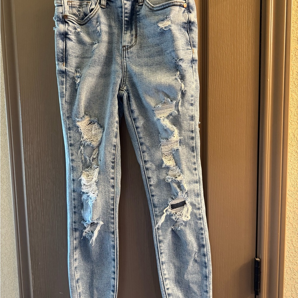 Judy Blue Distressed Light Blue Women's Jeans